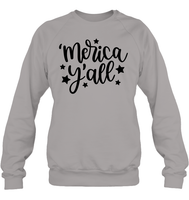 Merica Yall 4th Of July Shirt Unisex Fleece Pullover Sweatshirt