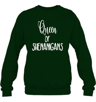 Queen of Shenanigans St Patrick's Day Shirt Unisex Fleece Pullover Sweatshirt