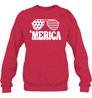 Retro Merica Sunglasses 4th Of July Shirt Unisex Fleece Pullover Sweatshirt