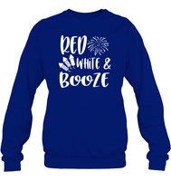 Red White And Booze 4th Of July Shirt Unisex Fleece Pullover Sweatshirt