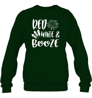 Red White And Booze 4th Of July Shirt Unisex Fleece Pullover Sweatshirt