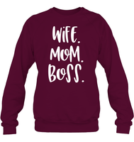 Wife Mom Boss Family Shirt Unisex Fleece Pullover Sweatshirt