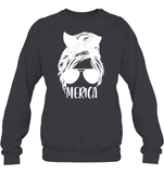 Merica Mom Bun 4th Of July Shirt Unisex Fleece Pullover Sweatshirt