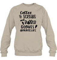 Coffee Scrubs And Rubber Gloves Nurse Shirt Unisex Fleece Pullover Sweatshirt
