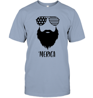 Merica Beard 4th Of July Shirt Unisex Short Sleeve Classic Tee
