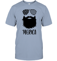 Merica Beard 4th Of July  Shirt Unisex Short Sleeve Classic Tee