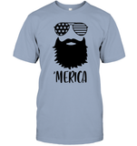 Merica Beard 4th Of July  Shirt Unisex Short Sleeve Classic Tee