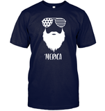 Merica Beard 4th Of July Shirt Unisex Short Sleeve Classic Tee