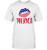 Merica Lips 4th Of July Shirt Unisex Short Sleeve, Long Sleeve, Hoodies, Sweatshirt