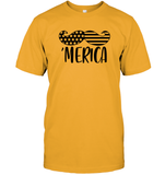 Merica Flag Mustache 4th Of July Shirt Unisex Short Sleeve Classic Tee