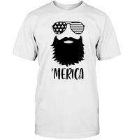 Merica Beard 4th Of July  Shirt Unisex Short Sleeve Classic Tee