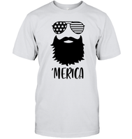 Merica Beard 4th Of July  Shirt Unisex Short Sleeve Classic Tee