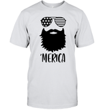 Merica Beard 4th Of July  Shirt Unisex Short Sleeve Classic Tee
