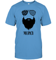Merica Beard 4th Of July Shirt Unisex Short Sleeve Classic Tee