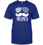 Merica Mushache 4th Of July Shirt Unisex Short Sleeve Classic Tee