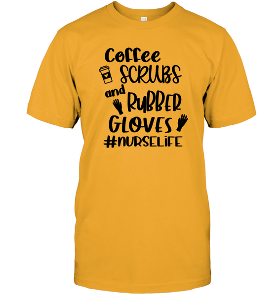 Coffee Scrubs And Rubber Gloves Nurse Shirt Unisex Short Sleeve Classic Tee