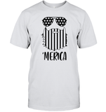 Merica Flag Beard 4th Of July Shirt Unisex Short Sleeve Classic Tee