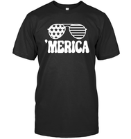 Retro Merica Sunglasses 4th Of July Shirt Unisex Short Sleeve Classic Tee
