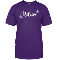 Believe in Magic: Festive 'Believe' Christmas Shirt Unisex Short Sleeve Classic Tee