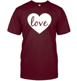 Love With Heart Valentine's Day Shirt Unisex Short Sleeve Classic Tee