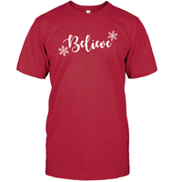 Believe in Magic: Festive 'Believe' Christmas Shirt Unisex Short Sleeve Classic Tee
