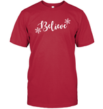 Believe in Magic: Festive 'Believe' Christmas Shirt Unisex Short Sleeve Classic Tee