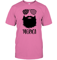 Merica Beard 4th Of July  Shirt Unisex Short Sleeve Classic Tee