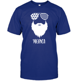Merica Beard 4th Of July Shirt Unisex Short Sleeve Classic Tee