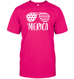 Merica Sunglasses 4th Of July Shirt Unisex Short Sleeve Classic Tee