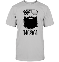 Merica Beard 4th Of July  Shirt Unisex Short Sleeve Classic Tee