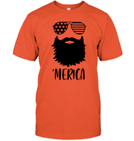 Merica Beard 4th Of July  Shirt Unisex Short Sleeve Classic Tee