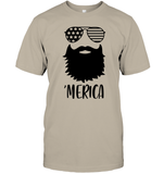 Merica Beard 4th Of July  Shirt Unisex Short Sleeve Classic Tee