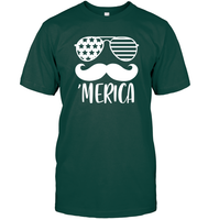 Merica Mushache 4th Of July Shirt Unisex Short Sleeve Classic Tee