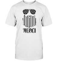 Merica Flag Beard 4th Of July Shirt Unisex Short Sleeve Classic Tee