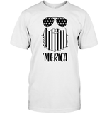 Merica Flag Beard 4th Of July Shirt Unisex Short Sleeve Classic Tee