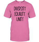 Diversity Equality Unity Shirt Unisex Short Sleeve Classic Tee