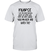 Nurse Hold My Beer Nurse Shirt Unisex Short Sleeve Classic Tee