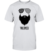 Merica Beard 4th Of July Shirt Unisex Short Sleeve Classic Tee