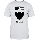 Merica Beard 4th Of July Shirt Unisex Short Sleeve Classic Tee