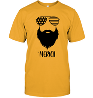 Merica Beard 4th Of July Shirt Unisex Short Sleeve Classic Tee
