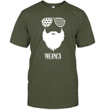Merica Beard 4th Of July Shirt Unisex Short Sleeve Classic Tee