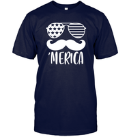 Merica Mushache 4th Of July Shirt Unisex Short Sleeve Classic Tee