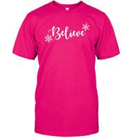 Believe in Magic: Festive 'Believe' Christmas Shirt Unisex Short Sleeve Classic Tee