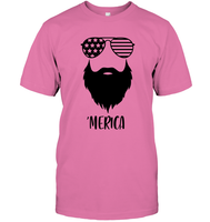 Merica Beard 4th Of July Shirt Unisex Short Sleeve Classic Tee
