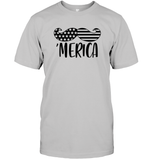 Merica Flag Mustache 4th Of July Shirt Unisex Short Sleeve Classic Tee
