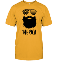 Merica Beard 4th Of July  Shirt Unisex Short Sleeve Classic Tee