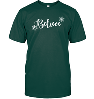 Believe in Magic: Festive 'Believe' Christmas Shirt Unisex Short Sleeve Classic Tee