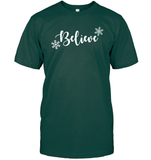 Believe in Magic: Festive 'Believe' Christmas Shirt Unisex Short Sleeve Classic Tee