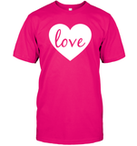 Love With Heart Valentine's Day Shirt Unisex Short Sleeve Classic Tee