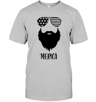 Merica Beard 4th Of July Shirt Unisex Short Sleeve Classic Tee